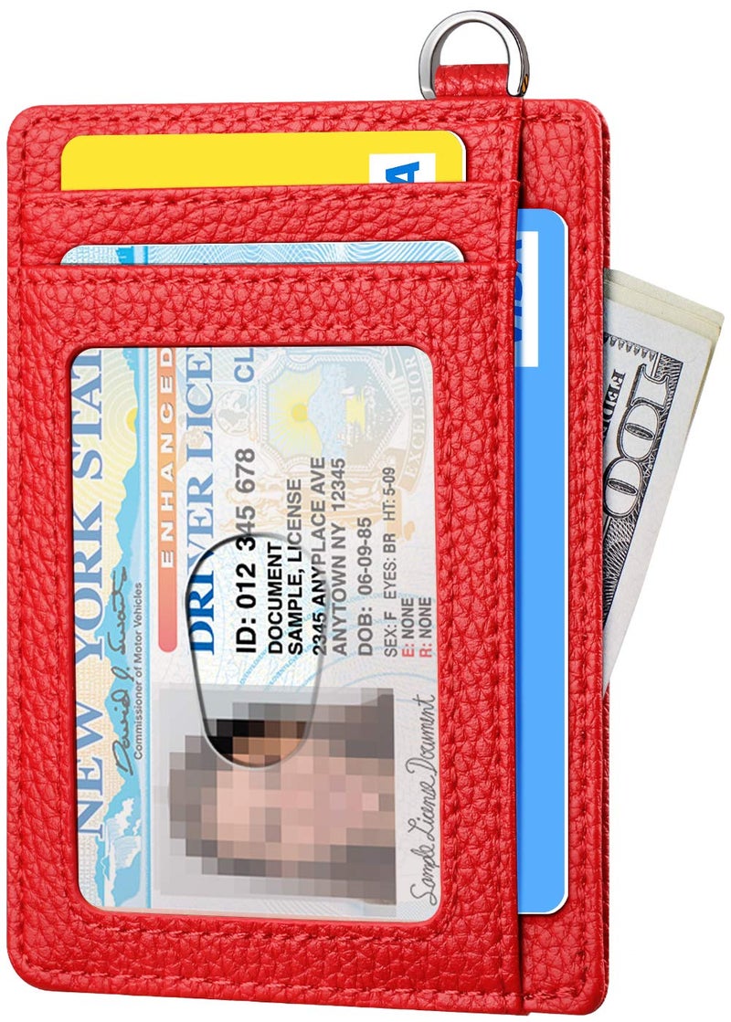 FurArt Slim Minimalist Wallet, Front Pocket Wallets, RFID Blocking, Credit Card Holder for Men-Cerise - Image 2